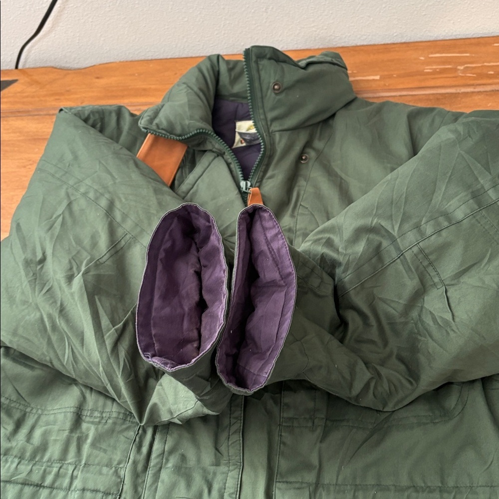 Cabela’s Down Green Quilted Coat with Brown Accents Size XL - Picture 14 of 14